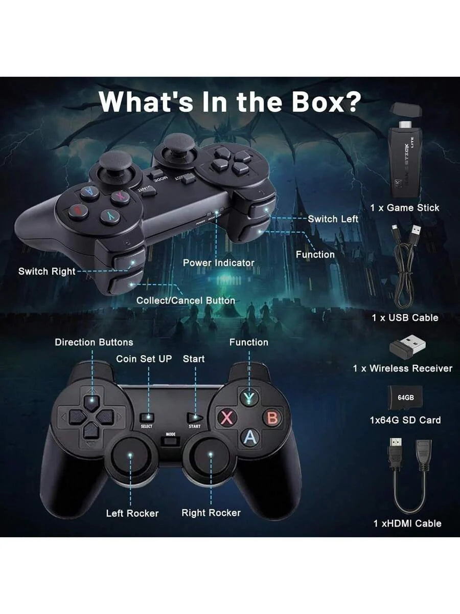 GameStick 2.4G Retro Consola + 2 Controles Inalámbricos